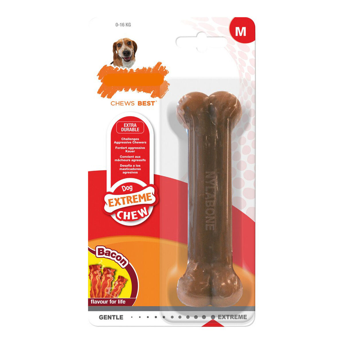 Mordedor de perro Nylabone Dura Chew Bacon Talla M Nylon  Comprati.