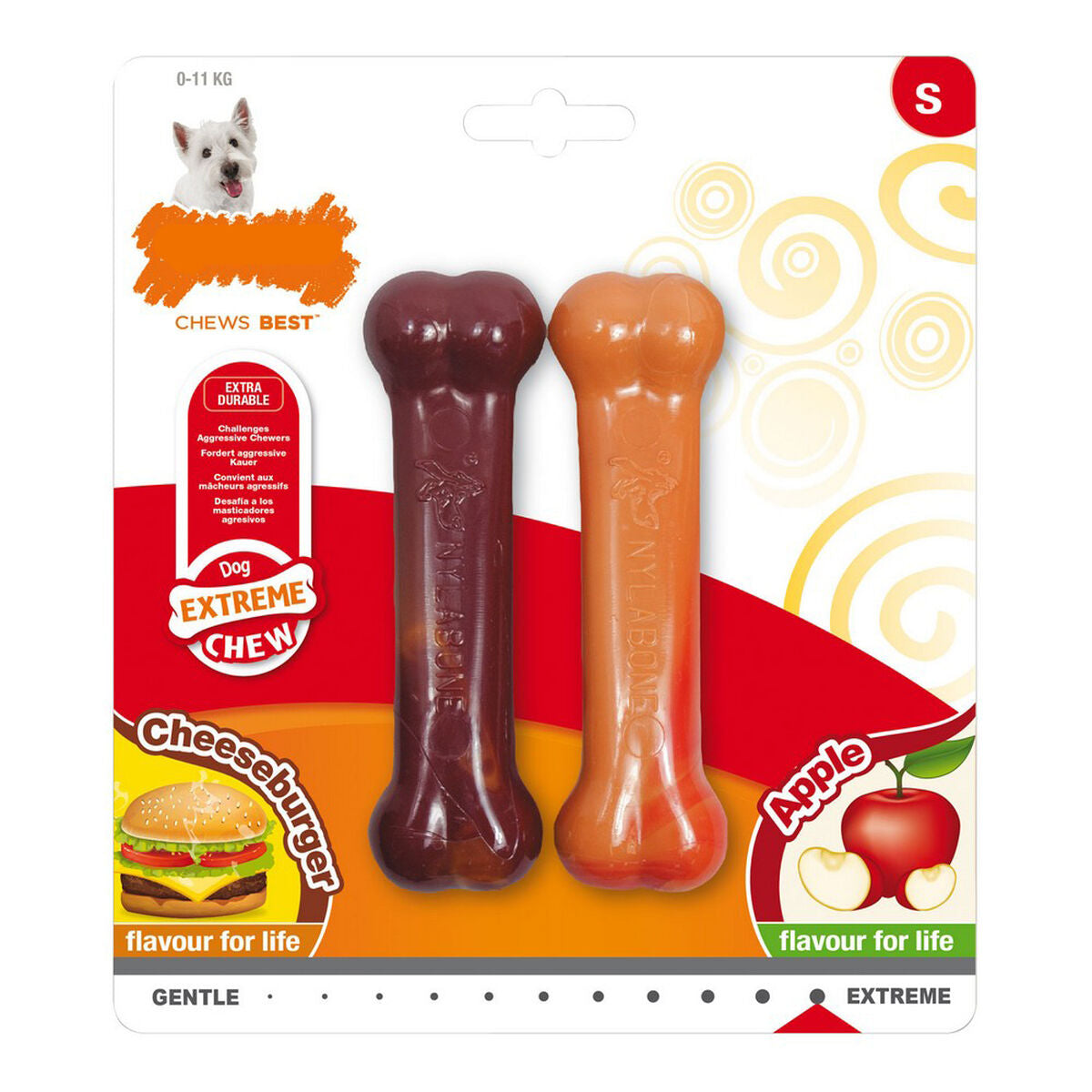 Mordedor de perro Nylabone Extreme Chew Twin Manzana Queso Hamburguesa Talla S Nylon (2 pcs)  Comprati.