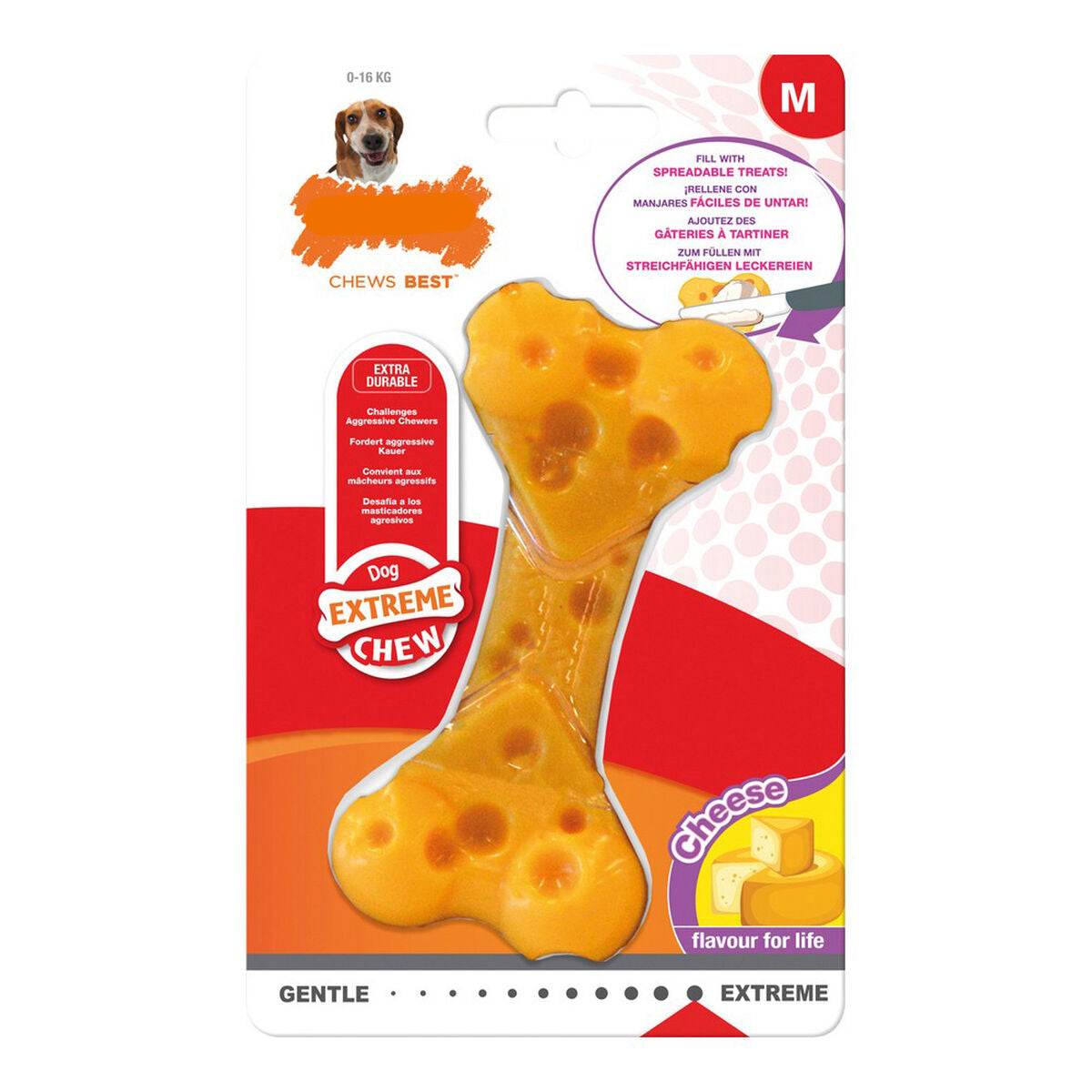 Mordedor de perro Nylabone Dura Chew Queso Talla M Nylon  Comprati.