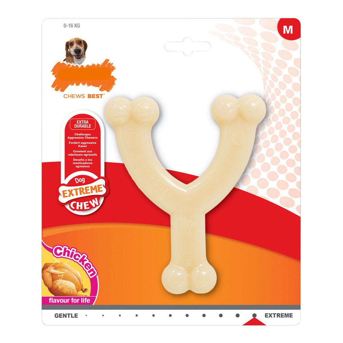 Mordedor de perro Nylabone Extreme Chew Wishbone Talla M Pollo Nylon  Comprati.