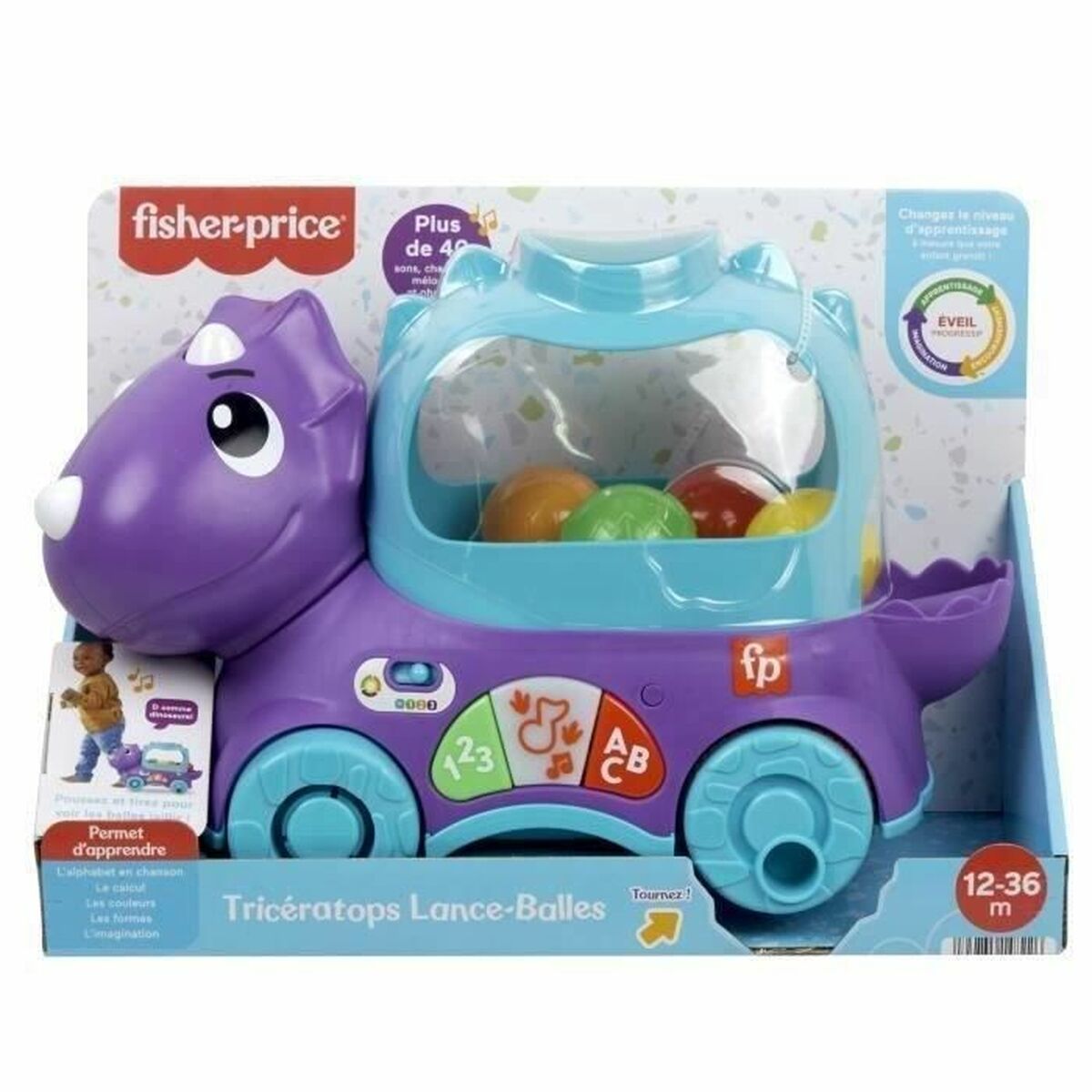 Dinosaurio Arrastre Fisher Price TRICERATOPS LANCE BALLES  Comprati.