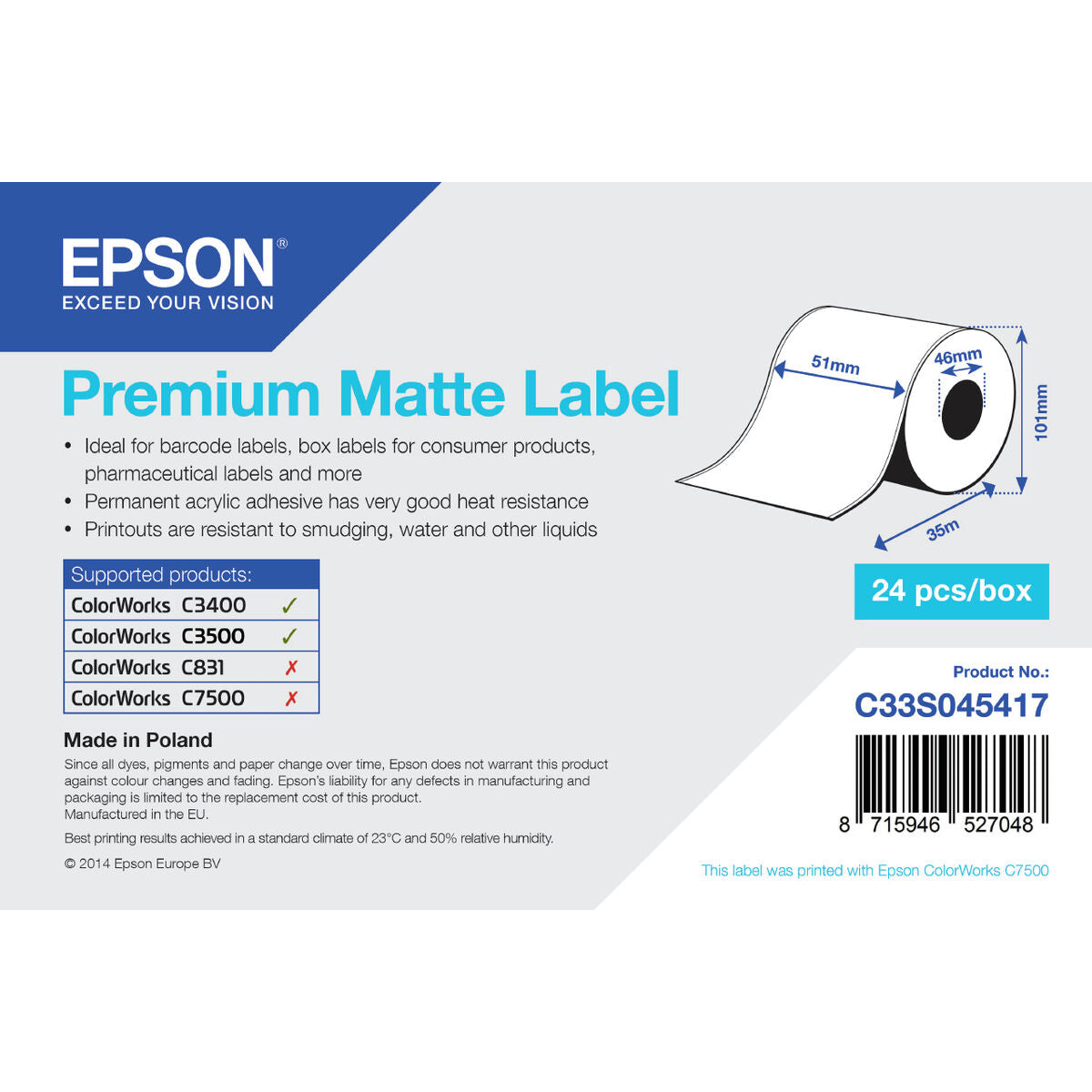 Rollo Papel Térmico Epson C33S045417 (1 unidad)  Comprati.