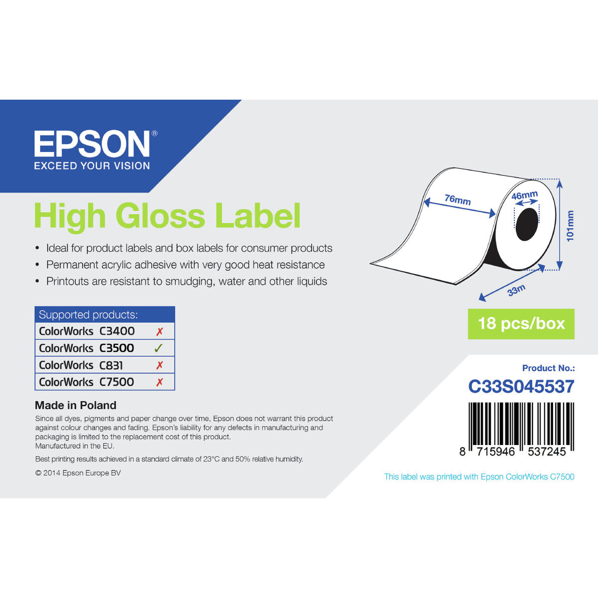 Rollo Papel Térmico Epson C33S045537 (1 unidad)  Comprati.