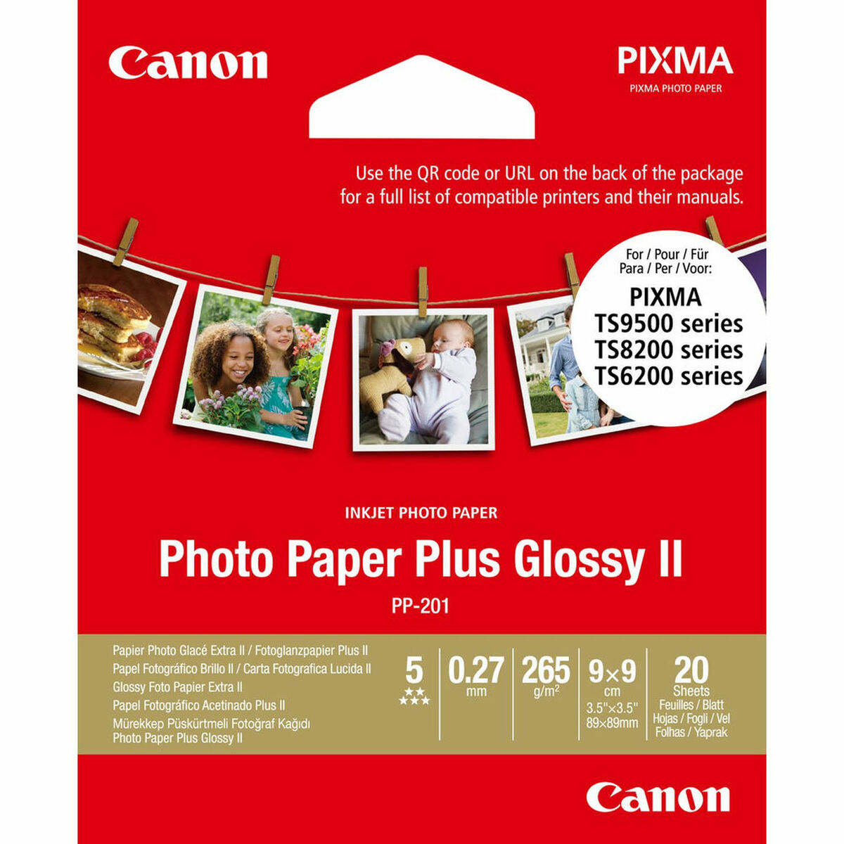 Papel Fotográfico Brillante Canon Plus Glossy II 9 x 9 cm  Comprati.