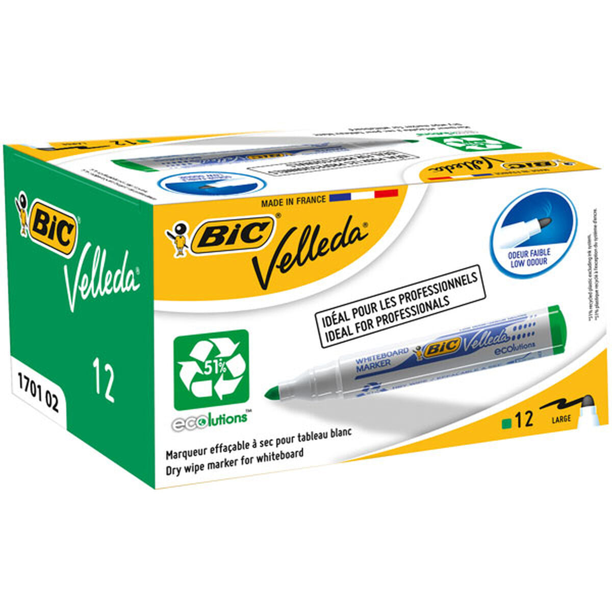 Rotuladores de tiza líquida Bic Velleda Ecolutions 1701 Verde (12 Piezas)  Comprati.