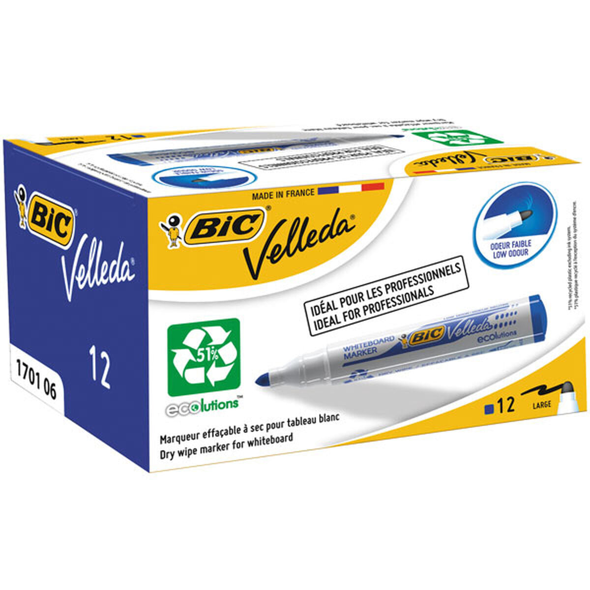 Rotuladores de tiza líquida Bic Velleda Ecolutions 1701 Azul (12 Piezas)  Comprati.