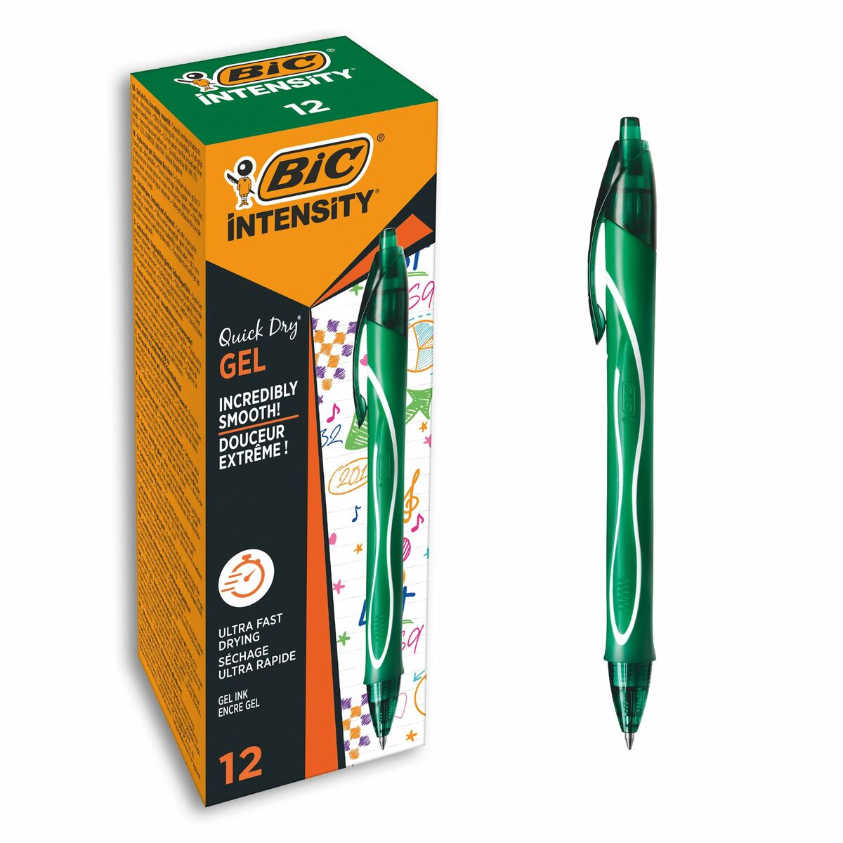 Bolígrafo de gel Bic Gel-Ocity Quick Dry Verde 0,3 mm (12 Unidades)  Comprati.