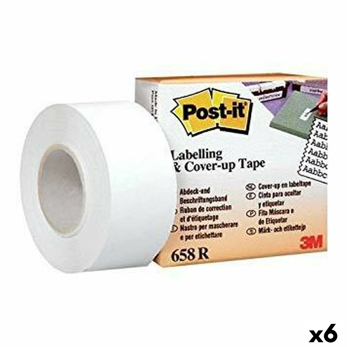 Cinta Adhesiva Post-it 658R Blanco 25,4 mm x 17,7 m (6 Unidades)  Comprati.