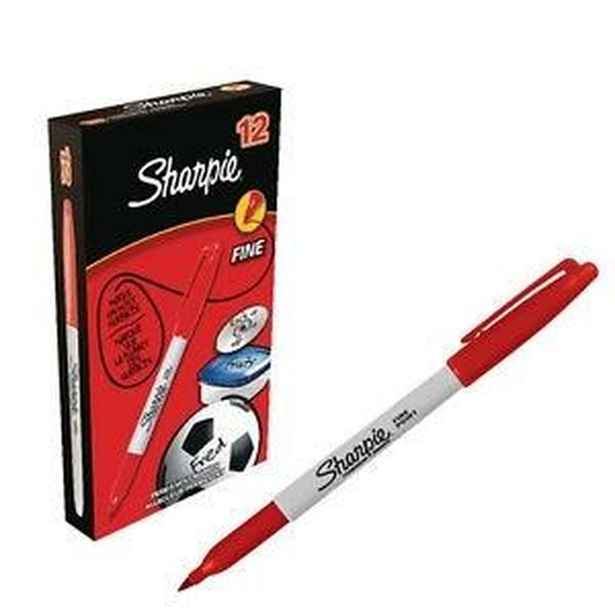 Rotulador permanente Sharpie Fine Point Rojo (12 Unidades)  Comprati.