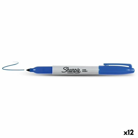 Rotulador permanente Sharpie Fine Point Azul (12 Unidades)  Comprati.