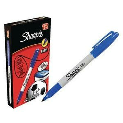 Rotulador permanente Sharpie Fine Point Azul (12 Unidades)  Comprati.