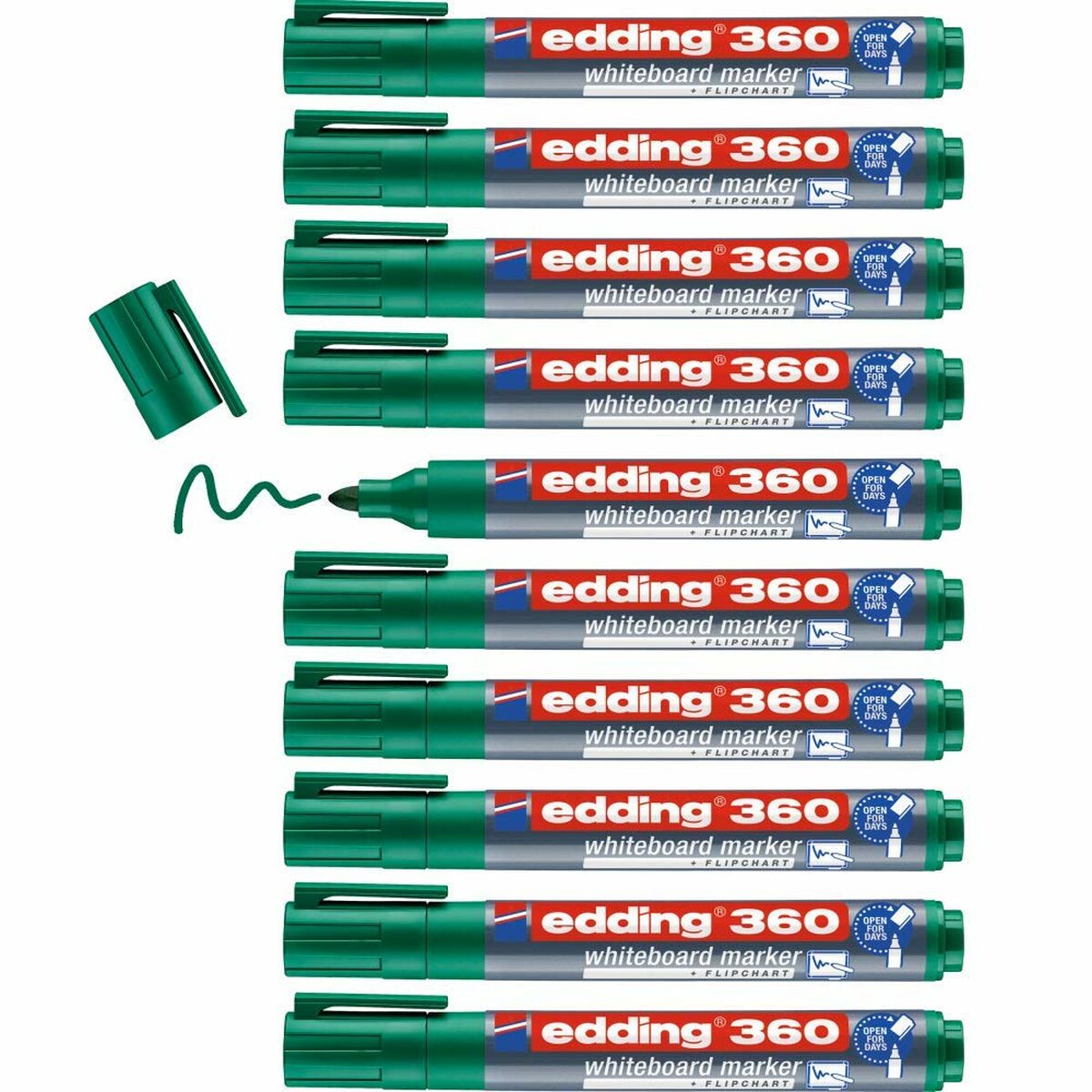 Rotulador para Pizarra Edding 360 Recargable Verde (10 Unidades)  Comprati.