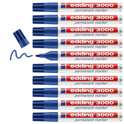 Rotulador permanente Edding 3000 Azul (10 Unidades)  Comprati.