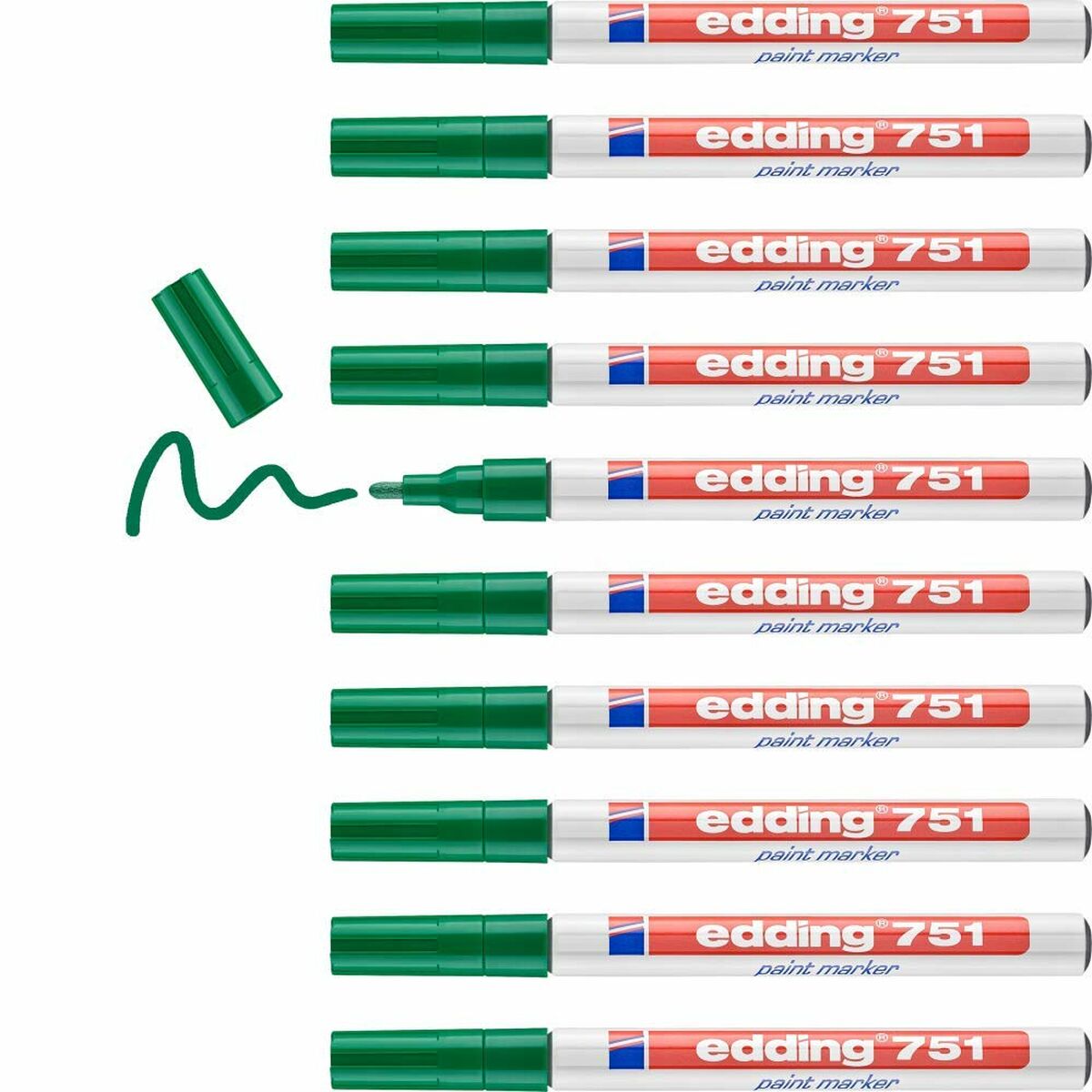 Rotulador permanente Edding 751 Verde (10 Unidades)  Comprati.