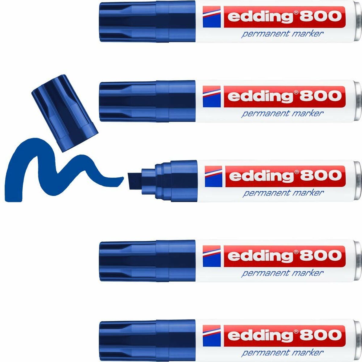 Rotulador permanente Edding 800 Azul (5 Unidades)  Comprati.