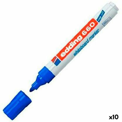 Rotulador para Pizarra Edding 661 Pizarra blanca Azul Blanco (10 Unidades)  Comprati.