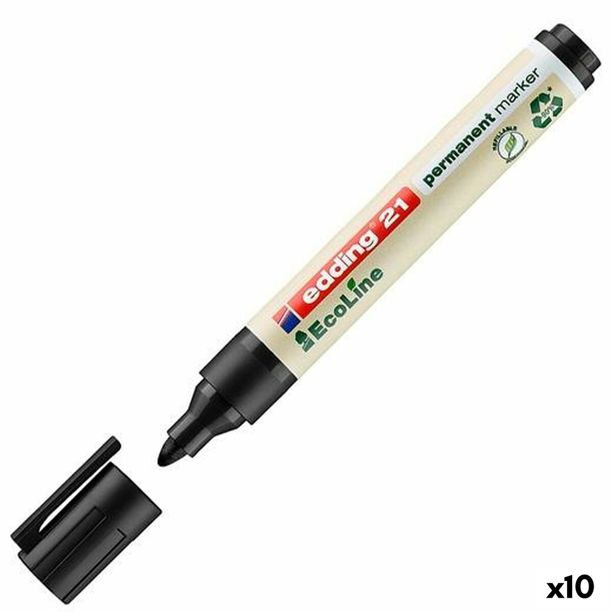 Rotulador permanente Edding 21 Ecoline Negro (10 Unidades)  Comprati.