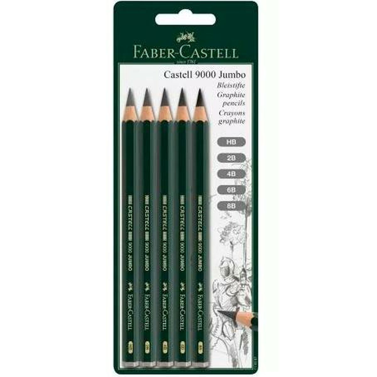 Set de Lápices Faber-Castell Hexagonal 2B 4B 6B 8B (5 Unidades)  Comprati.