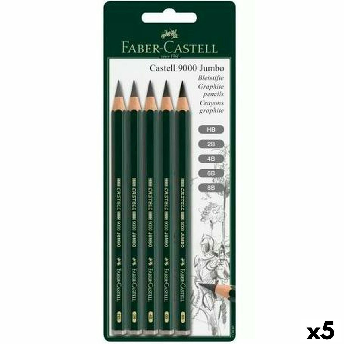 Set de Lápices Faber-Castell Hexagonal 2B 4B 6B 8B (5 Unidades)  Comprati.