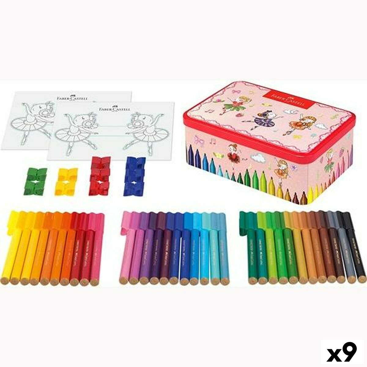 Set de Rotuladores Faber-Castell Connector Caja de Metal Bailarina Multicolor (9 Unidades)  Comprati.