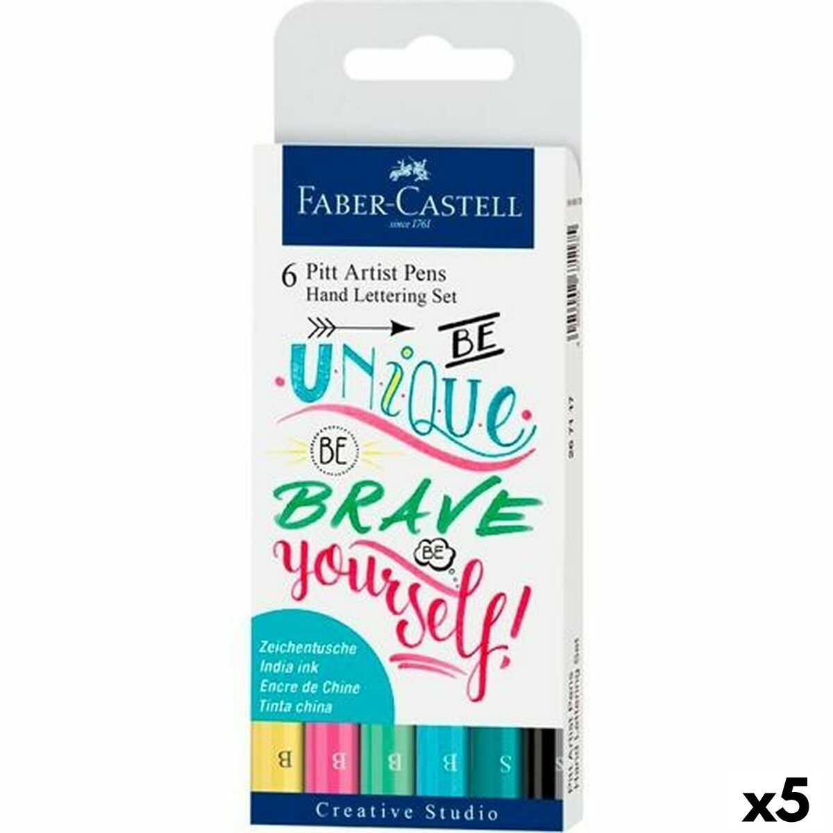 Set de Rotuladores Faber-Castell Pitt Artist Caligrafía Estuche Pastel (5 Unidades)  Comprati.