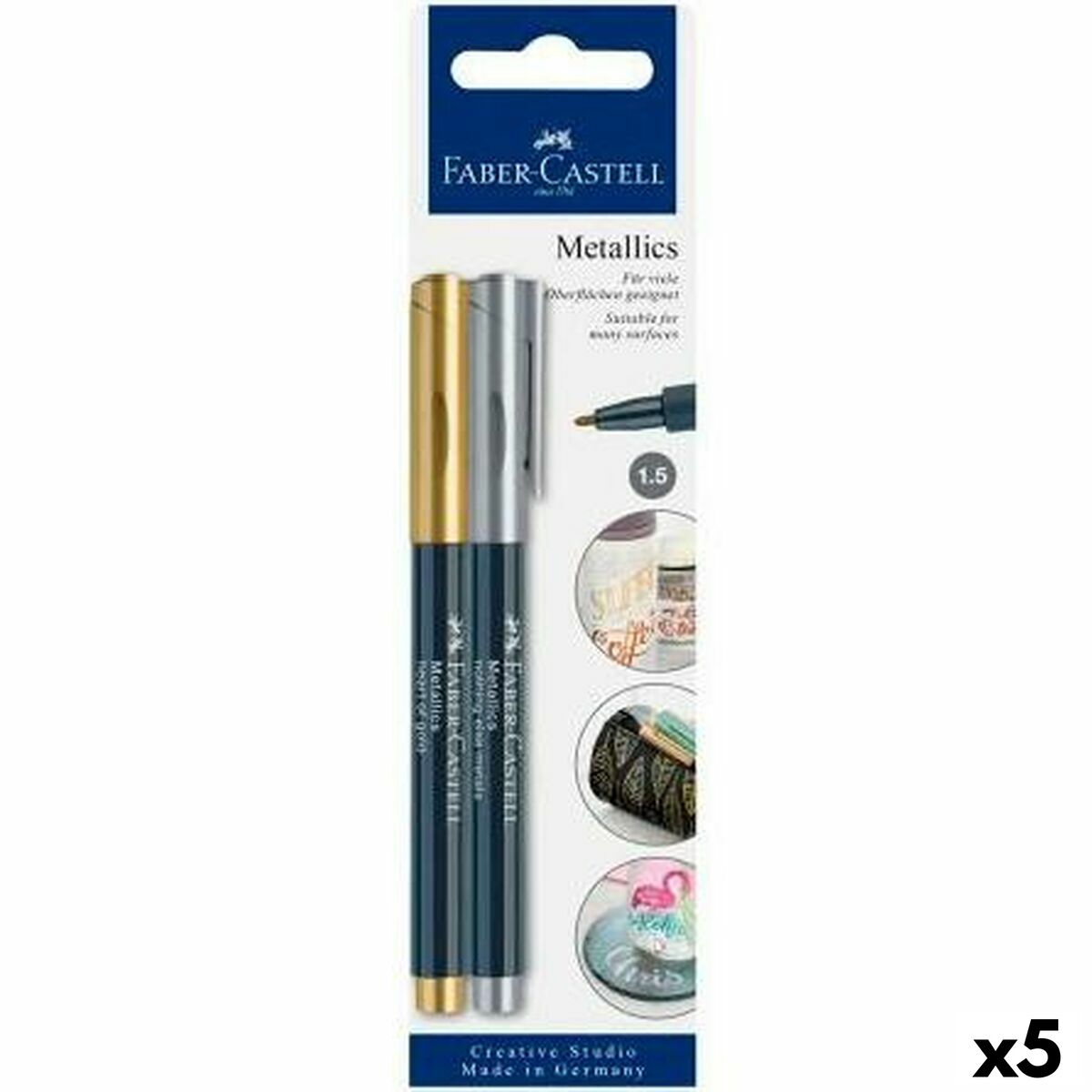 Set de Rotuladores Faber-Castell Creative Studio Metallics Dorado Metal (5 Unidades)  Comprati.