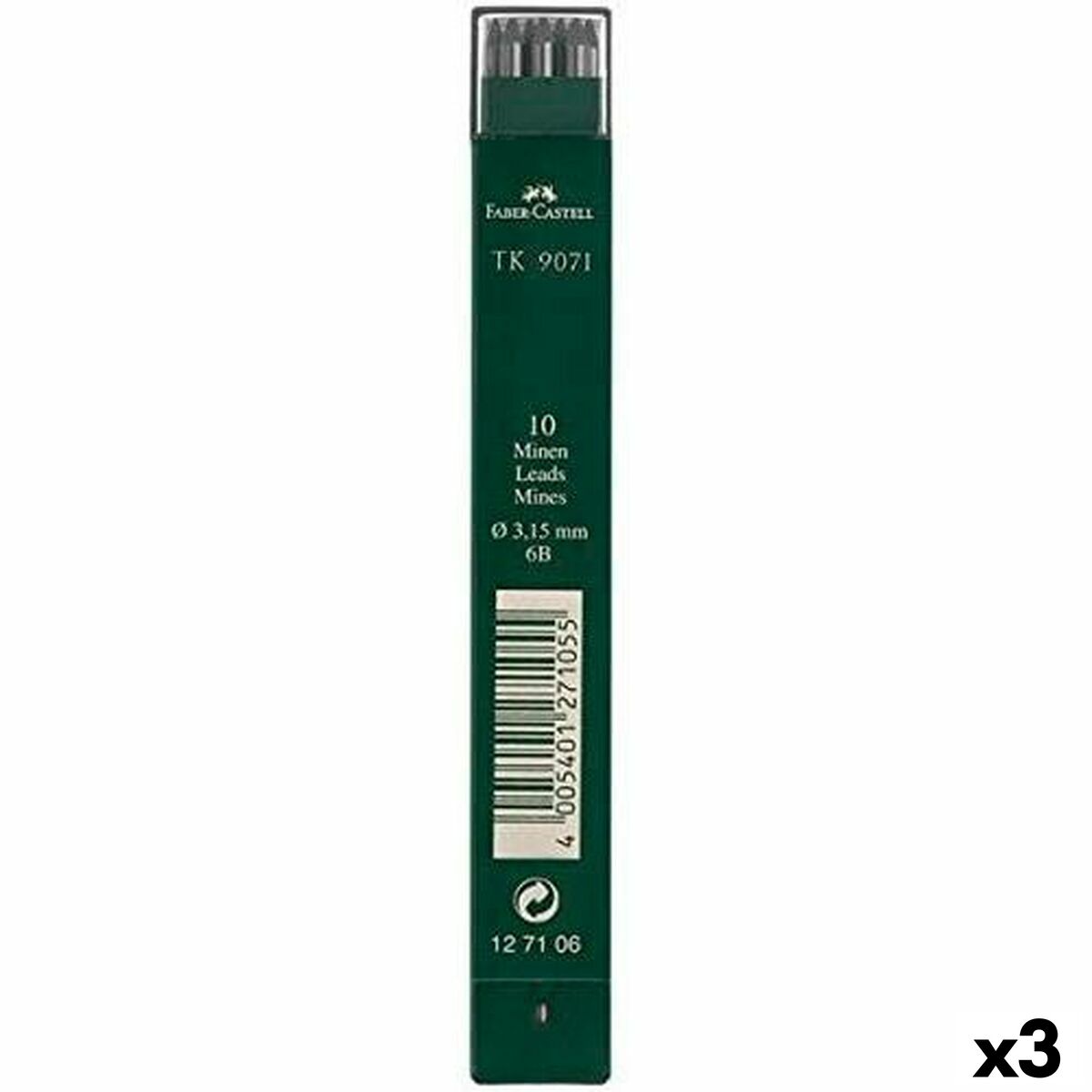 Recambio de mina Faber-Castell Madera 3 Piezas 6B  Comprati.