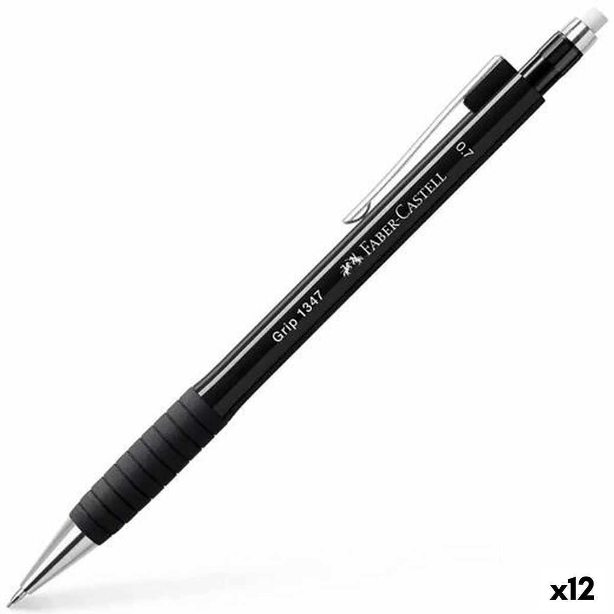 Portaminas Faber-Castell Grip 1347 Negro 0,7 mm (12 Unidades)  Comprati.