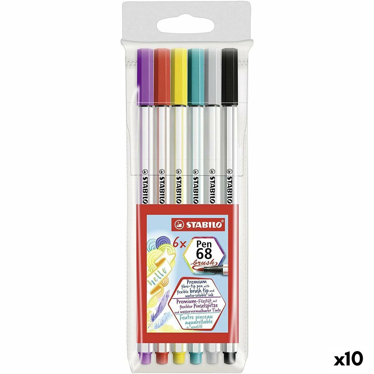 Set de Rotuladores Stabilo Pen 68 Brush Multicolor (10 Unidades)  Comprati.