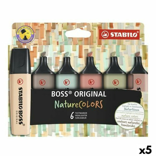 Set de Marcadores Fluorescentes Stabilo Boss Nature Colors Multicolor (5 Unidades)  Comprati.