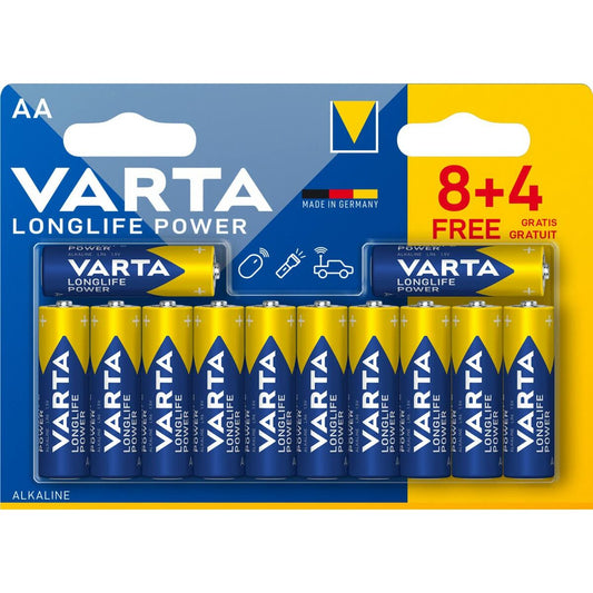 Pilas Alcalinas Varta Longlife Power AA 1,5 V (12 Unidades)  Comprati.