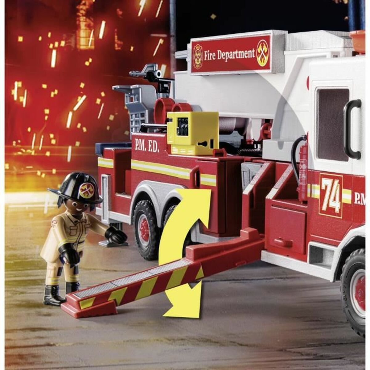 Playset de Vehículos   Playmobil Fire Truck with Ladder 70935         113 Piezas  Comprati.