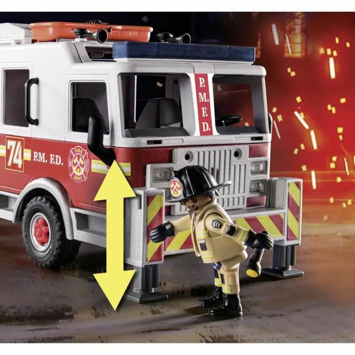 Playset de Vehículos   Playmobil Fire Truck with Ladder 70935         113 Piezas  Comprati.