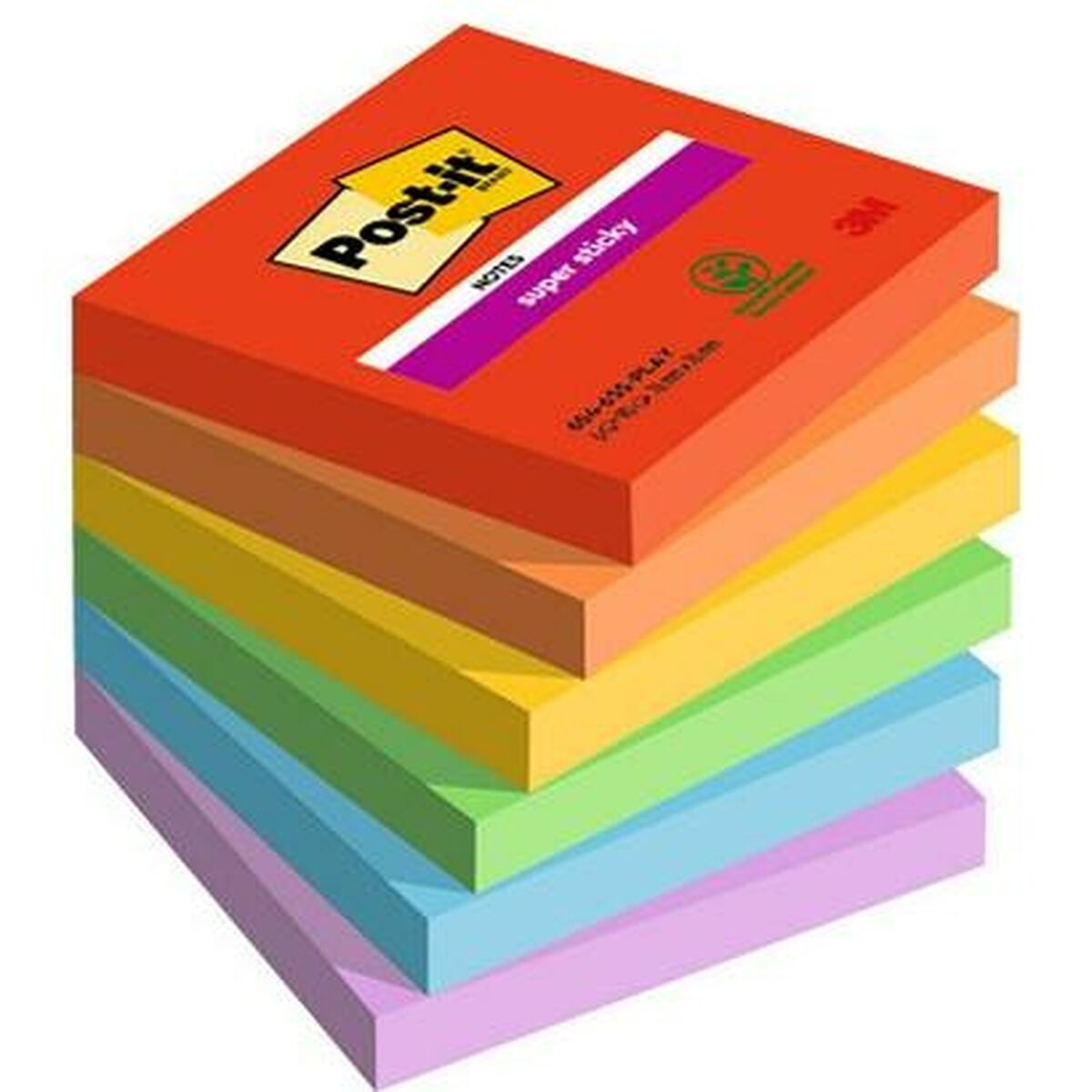 Notas Adhesivas Post-it Super Sticky Multicolor 6 Piezas 76 x 76 mm (2 Unidades)  Comprati.