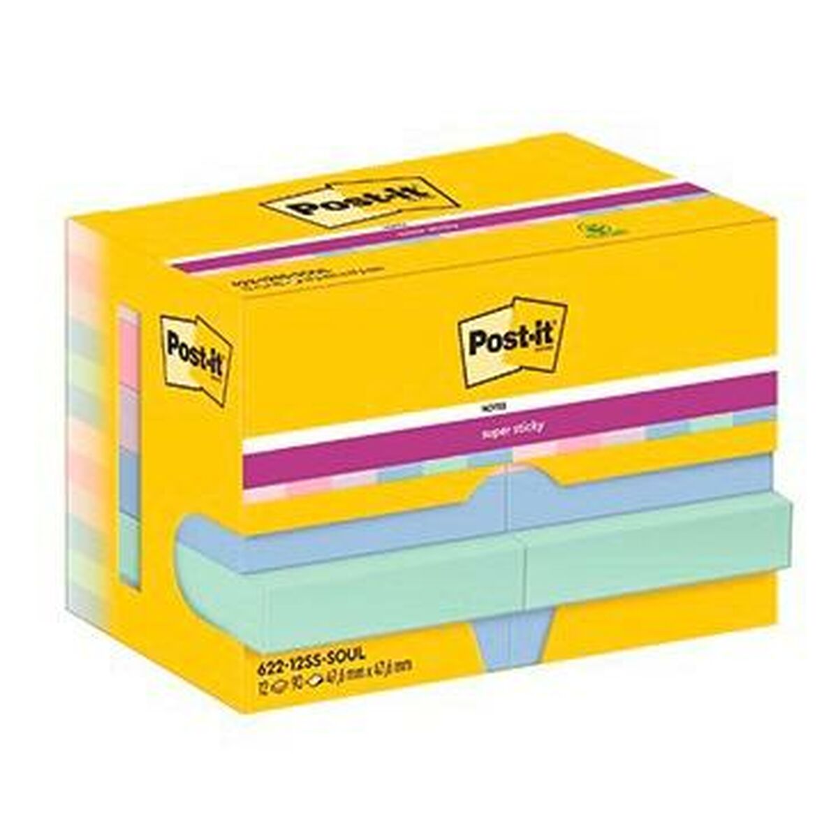 Notas Adhesivas Post-it Super Sticky Multicolor 12 Piezas 47,6 x 47,6 mm (2 Unidades)  Comprati.