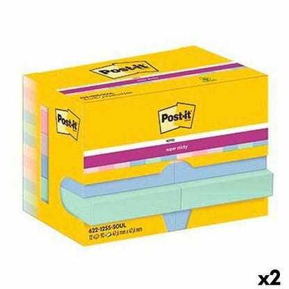 Notas Adhesivas Post-it Super Sticky Multicolor 12 Piezas 47,6 x 47,6 mm (2 Unidades)  Comprati.