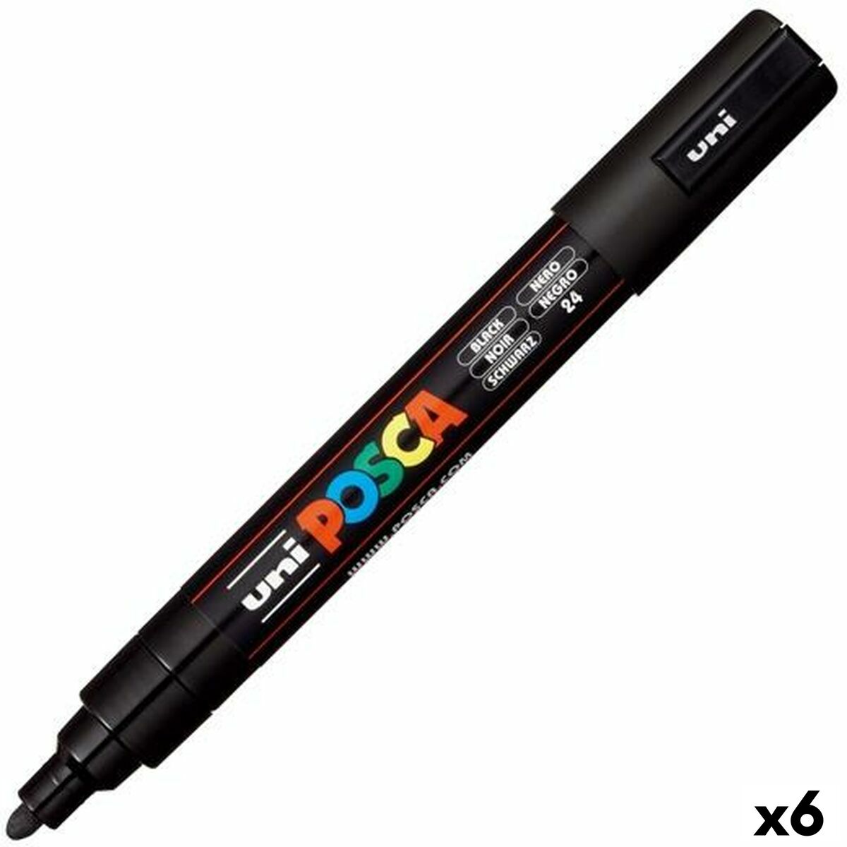 Rotuladores POSCA PC-5M Punta de bala Negro (6 Unidades)  Comprati.