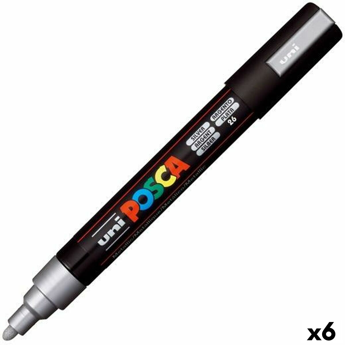 Rotuladores POSCA PC-5M Plateado (6 Unidades)  Comprati.