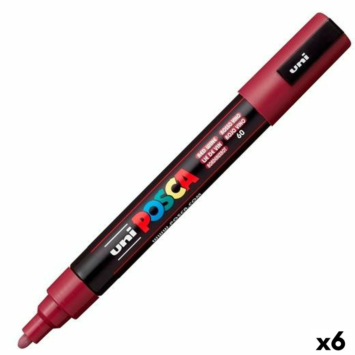 Rotuladores POSCA PC-5M Granate (6 Unidades)  Comprati.