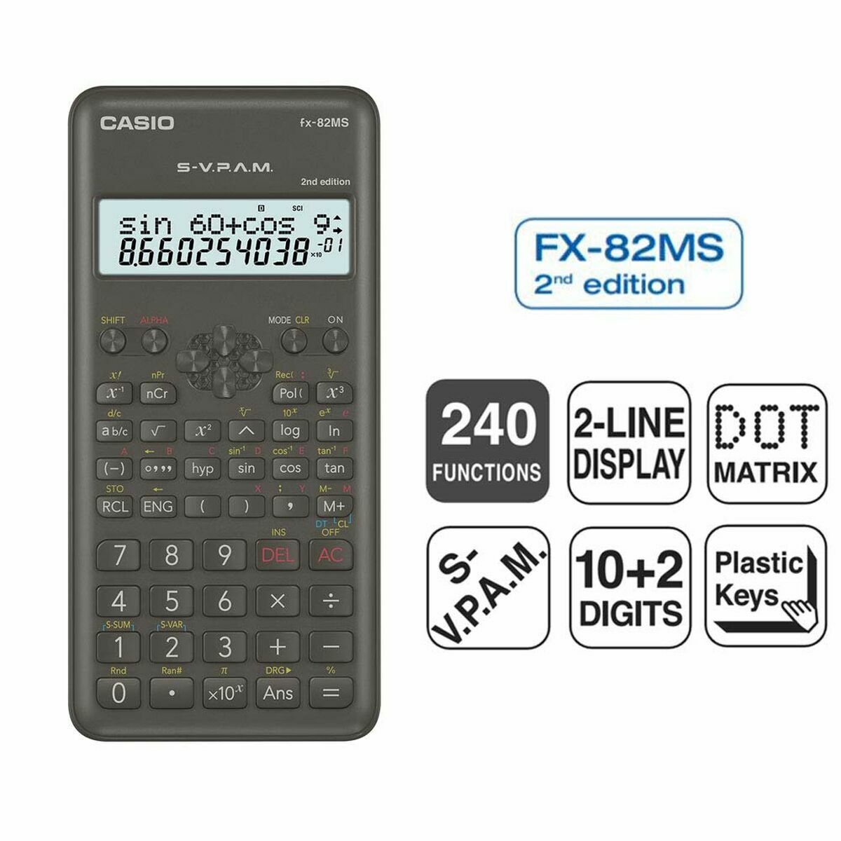 Calculadora Científica Casio FX-82 MS2 Negro Gris oscuro Plástico  Comprati.