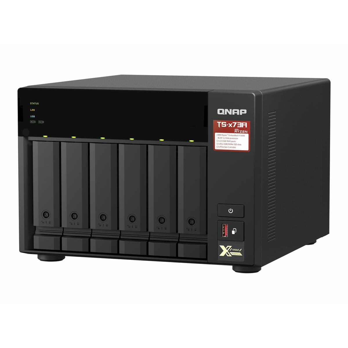 Almacenamiento en Red NAS Qnap TS-673A-8G Negro AM4 Socket: AMD Ryzen™ AMD Ryzen V1500B  Comprati.