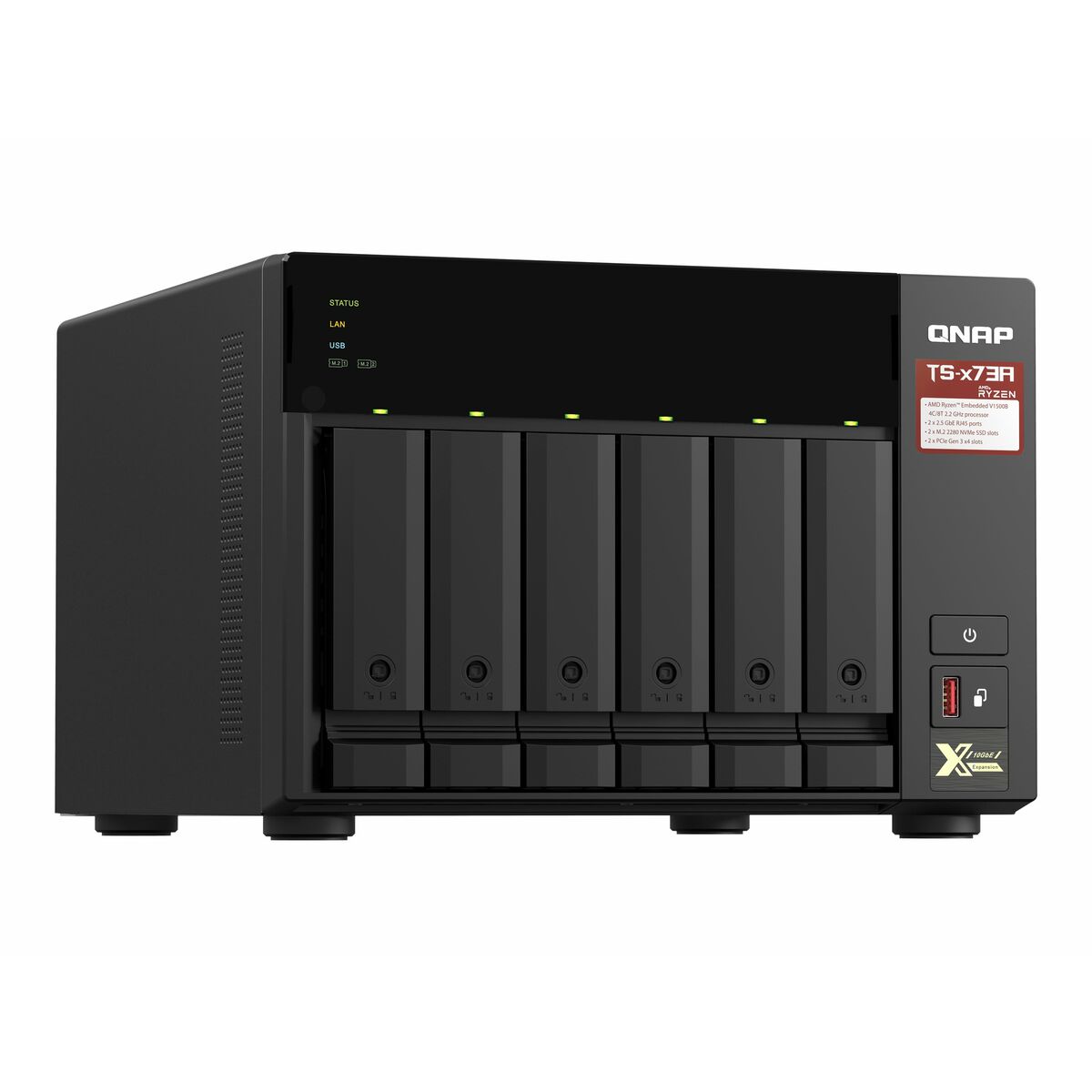 Almacenamiento en Red NAS Qnap TS-673A-8G Negro AM4 Socket: AMD Ryzen™ AMD Ryzen V1500B  Comprati.