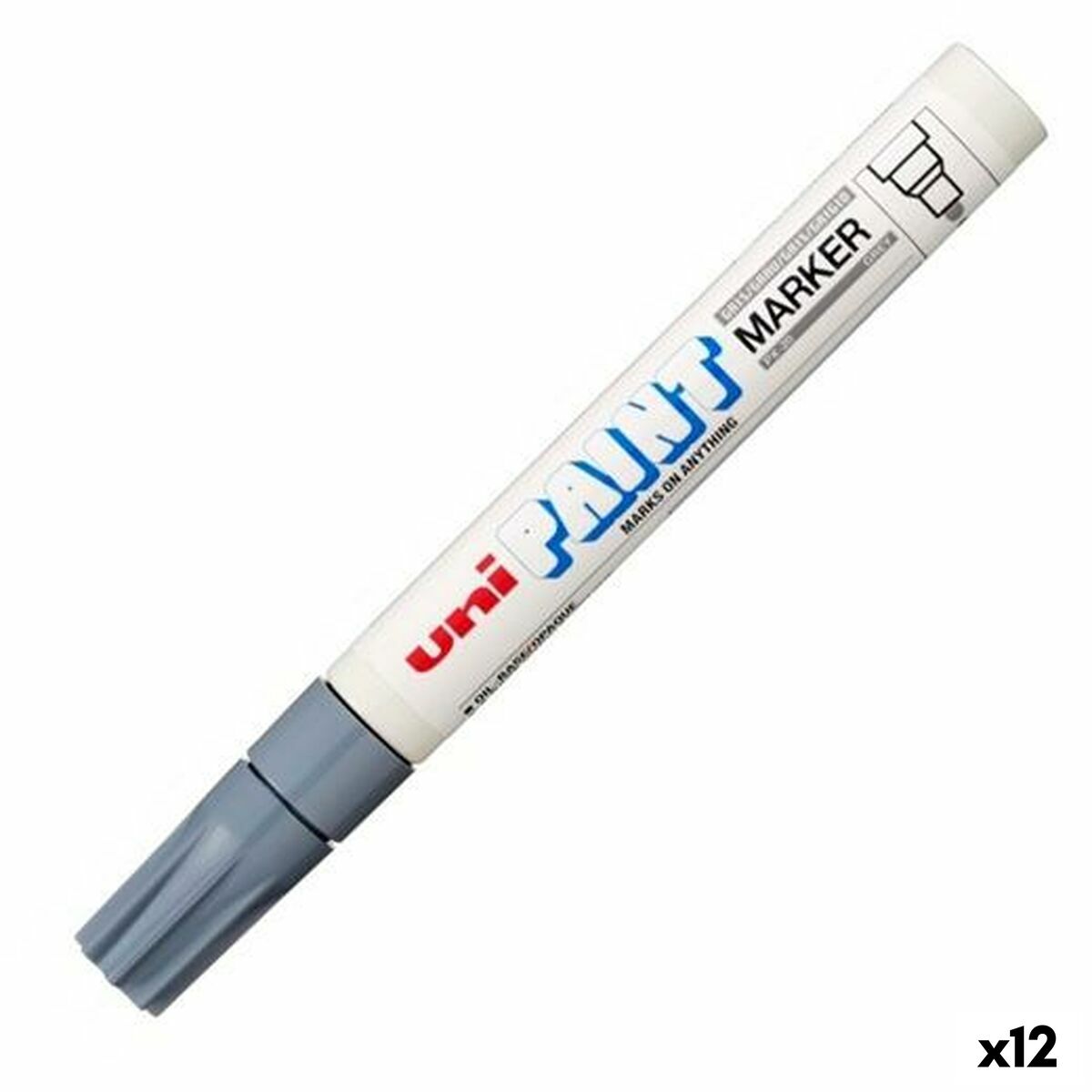 Rotulador permanente Uni-Ball PX-20 Gris (12 Unidades)  Comprati.