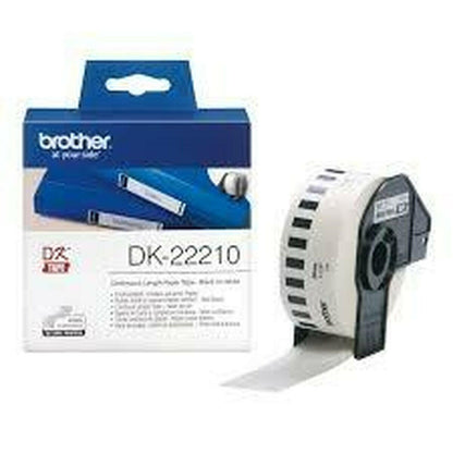 Papel Continuo para Impresoras Brother DK-22210 Blanco 29 mm x 30,48 m Negro Negro/Blanco (3 Unidades)  Comprati.