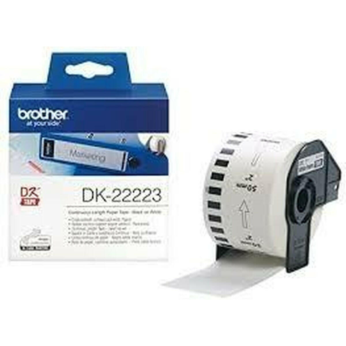 Papel Continuo para Impresoras Brother DK-22223 Blanco 50 mm x 30,48 m Negro (3 Unidades)  Comprati.