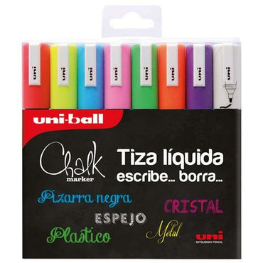 Rotuladores de tiza líquida Uni-Ball PWE-5M Multicolor 8 Unidades  Comprati.