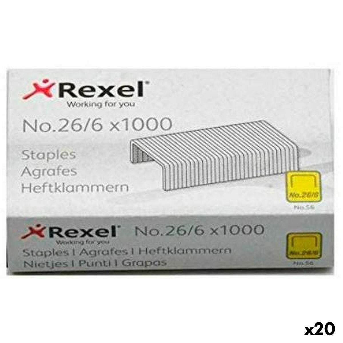 Grapas Rexel 1000 Piezas 26/6 (20 Unidades)  Comprati.