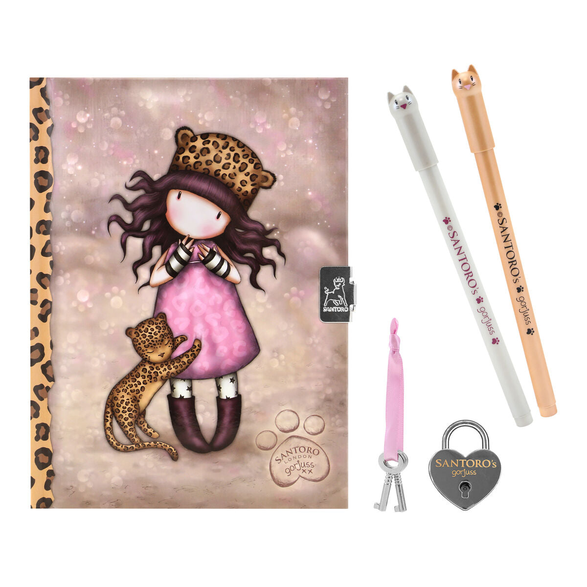 Diario con Accesorios Gorjuss Purrrrrfect love Leopardo 25 x 25 x 2.8 cm  Comprati.