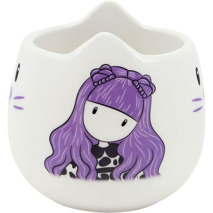 Taza con Plato Gorjuss Smitten kitten Blanco Negro Cerámica Posavasos Taza  Comprati.