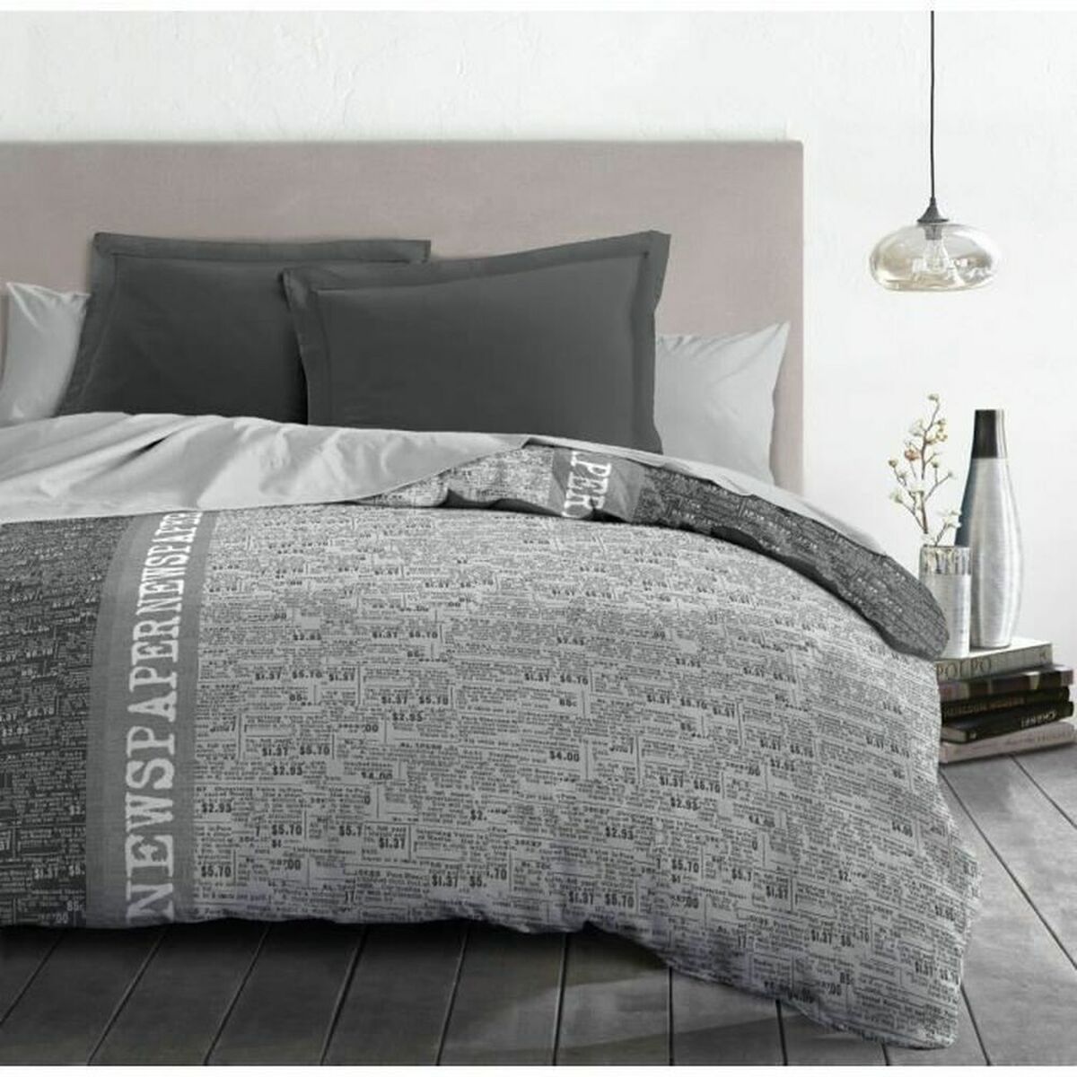 Funda Nórdica HOME LINGE PASSION NEWSPAPER Gris 220 x 240 cm  Comprati.